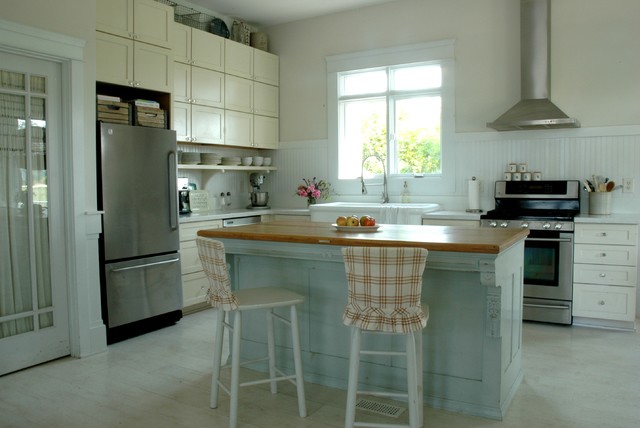 White Painted Ideas Charming White Painted Kitchen Cabinet Ideas At Eclectic Kitchen With Small Island That Applied Wooden Countertop Kitchens  Colorful Kitchen Cabinets For Eye Catching Paint Colors