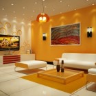Beautiful Accent Colorful Chic Beautiful Accent Wall With Colorful Painting And Inspiration Art Inside Modern Living Room With Large Tiled Floors Living Room Astonishing Modern Living Room Design With Glass Wall Decorations