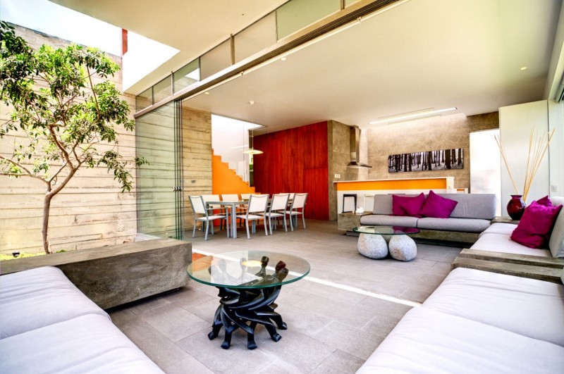 Casa Seta Interior Chic Casa Seta Home Design Interior And Patio Decorated With Contemporary Furniture Used Glass Sliding Door Design Ideas Dream Homes  Lively Colorful House Creating Energetic Ambience