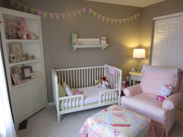 Light Grey Girl Chic Light Grey Painted Baby Girl Bedroom With White Crib Bedding For Girls Coupled With Pink Skirted Lounge Kids Room  Charming Crib Bedding For Girls With Girlish Atmosphere