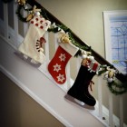 Socks Designed Patterned Chic Socks Designed With Flower Patterned Linen Boots And Sky Boots Theme Hanging On Staircase Christmas Decor Decoration Magnificent Christmas Decorations On The Staircase Railing