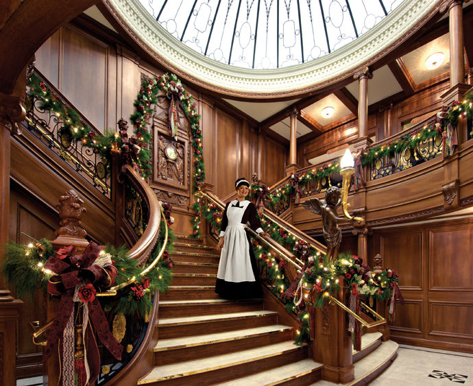 Farmhouse Staircase Idea Classic Farmhouse Staircase Christmas Decor Idea In Main Hall With Branched Staircase And Huge Dome Ceiling Decoration Magnificent Christmas Decorations On The Staircase Railing