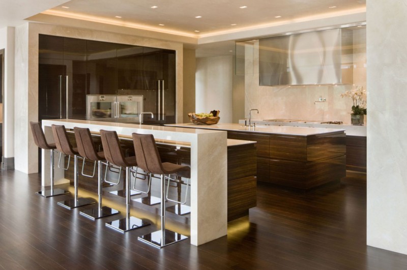 View By Area Clean View By The Kitchen Area With Brown Chairs Feat Cream Table In Willoughby Way Residence Interior Design  Elegant Rustic House Using Soft Color And Wood Combinations