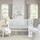 White Themed And Clean White Themed Baby Girl And Boy Nursery Idea Involving Neutral Modern Crib Bedding With Grey Skirt Kids Room Inspirational Modern Crib Bedding With Lovely Color Combination