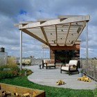 Exterior View West Clear Exterior View In The West Loop Aerie Scrafano Architects Showing Nice Chairs And Planters Also Architecture Small Home Design With Splendid Wood Pillars And Steel Construction