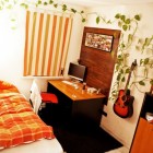 Boy Bedroom Witth Contemporary Boy Bedroom Which Furnished With Modern Platform Bed With Decorative Money Plant On The Solid White Wall Decoration Refreshing Indoor Plants Decoration For Stylish Interior Displays