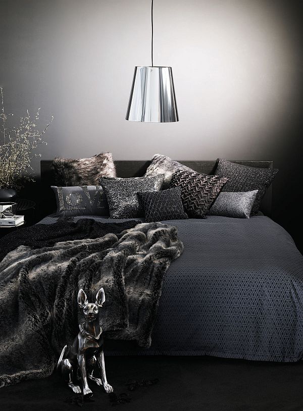 Bedroom Design Comfy Cool Bedroom Design Of Charming Aura Comfy Bed Linen Bedroom With Several Dark Colored Pillows And Silver Cover Of Pendant Lamp Bedroom Beautiful Bed Linens From The Adorable Aura Bedroom Themes