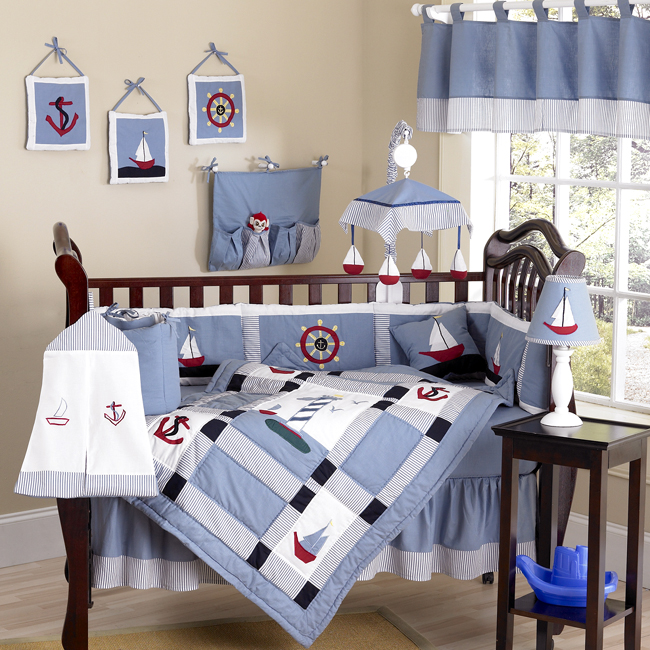 Nautical Themed With Cool Nautical Themed Baby Nursery With Patterned Bedding Displaying Ship Driving Wheel Anchor And Ships Kids Room Elegant Crib Bedding For Boys With Stylish Decoration