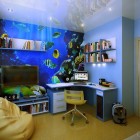 Deep Sea As Creative Deep Sea View Displayed As Mural On Center Wall Of Sava Studio Home Bedroom For Kids Featured With Light Decoration Fantastic Room Decorations To Make A Comfortable Living Space