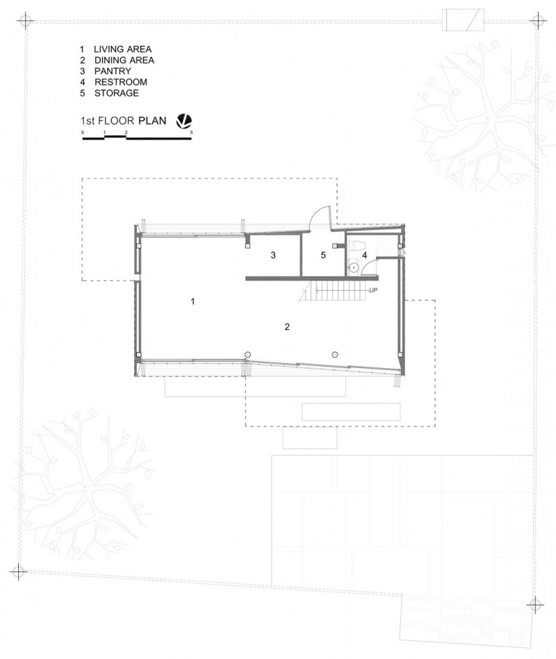 First Floor Modern Creative First Floor Plan Of Modern Architectural W House Including Living Area Storage Dining Area Restroom And Pantry Design Architecture  Elegant Concrete Home With Spacious And Modern Style In Thailand