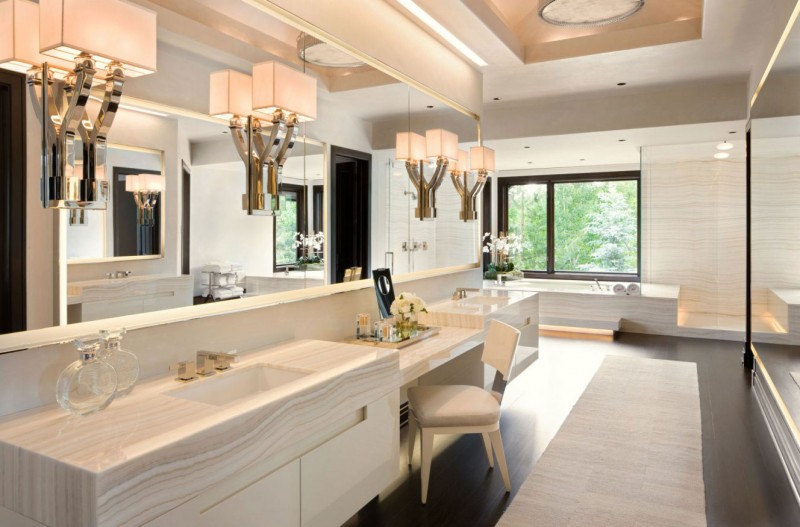 Bathroom Design Cabinet Deluxe Bathroom Design With Wooden Cabinet In Cream Color Under The Math Lamps Shade At The Willoughby Way Residence Interior Design Elegant Rustic House Using Soft Color And Wood Combinations