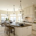 White Kitchen Mosaic Eclectic White Kitchen Island With Mosaic Kitchen Backsplash Tile Shiny Pendant Lights Wood Bar Stools Rough Stone Floor Kitchens Classy Kitchen Floor Plans With Islands In Lovely White Accessories