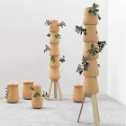 Ceramic Pot Shaped Enchanting Ceramic Pot Design Which Shaped In Towers And Planted With Small Plants For Modern Planting Decoration Refreshing Indoor Plants Decoration For Stylish Interior Displays