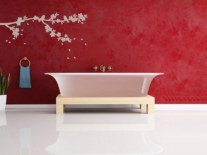 Wall Sticker Bathroom Epic Wall Sticker White Branches Bathroom Design Interior In Red Wall Color And Traditional White Bathtub Design Ideas Decoration Unique Wall Sticker Decor For Your Elegant Residence Interiors