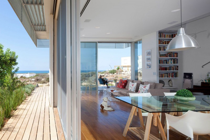 Wooden Striped White Excellent Wooden Striped Floor With White Wooden Glass Windows Furnished Glass Dining Desk With White Single Chairs In Artistic Clutter House Decoration  Surprising Home Decoration With An Open Landscape Of Seaside Views