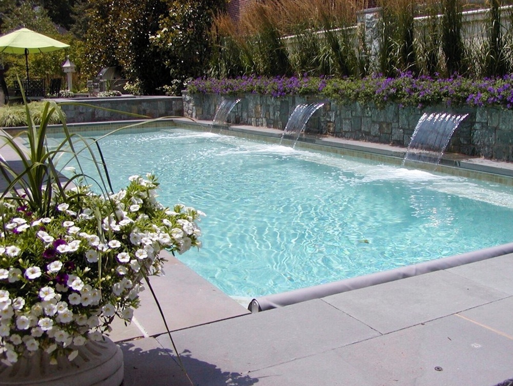 Baking Soda At Exciting Baking Soda Pool Design At Traditional Backyard With Patio And Garden Add With Tripe Waterfall Swimming Pool  Amazing Cool Swimming Pool Bringing Beautiful Exterior Style