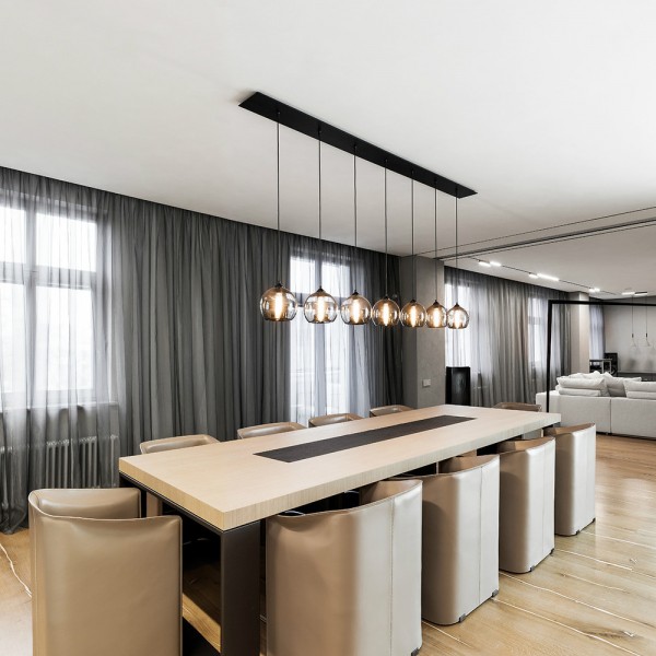 Dining Space Home Exciting Dining Space Of Taupe Home Including Wooden Dining Table And Chairs Nearby The Bay Windows Covered With Grey Wavy Curtain Apartments  Create An Elegant Modern Apartment With Ivory White Paint Colors