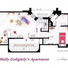 Holly Golightlys Spacious Exciting Holly Golightly's Apartment With Spacious Area For Family Room With TV Home Floor Plans Installed On Gray Floor Decoration Imaginative Floor Plans Of Television Serial Movie House