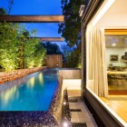 Swimming Pool Naroon Exquisite Swimming Pool Design At Maroon Modern Backyard Project With Glass Tile Liner Also Large Glass Window Decoration Beautiful Modern Backyard Ideas To Relax You At Charming Home