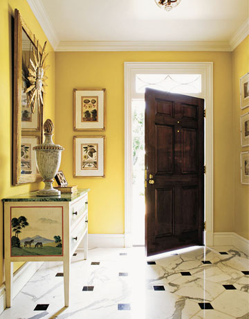 9781588167392 Int 058 075 Eye Catching Yellow Foyer Applied On Wall With Assorted Mural On It Involved Wooden Cabinets With Potted Plants On It Decoration  Creative Home Interior In Various Foyer Appearances