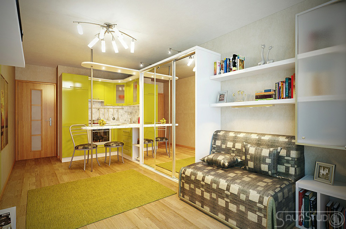 Catching Yellow Nook Eye Catching Yellow Painted Reading Nook Inside Sava Studio Home Bedroom For Teen Reflected By Wardrobe Door Decoration Fantastic Room Decorations To Make A Comfortable Living Space