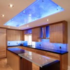 Blue Led Lighting Fabulous Blue Led Under Cabinet Lighting At Contemporary Kitchen With Solid Wood Cabinet Also Granite Countertop Decoration Stylish Home With Smart Led Under Cabinet Lighting Systems For Attractive Styles