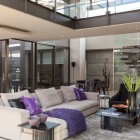 Living Room With Fabulous Living Room Space Design With Grey Colored Soft Sofa And Dark Grey Colored Carpet On The Floor Living Room Stylish Outdoor Living Room With Decorative Natural Garden