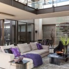 Living Room With Fabulous Living Room Space Design With Grey Colored Soft Sofa And Dark Grey Colored Carpet On The Floor Living Room Stylish Outdoor Living Room With Decorative Natural Garden