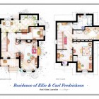 Residence Of Fredricksen Fabulous Residence Of Ellie Carl Fredrick Sen With TV Home Floor Plans Installed In Master Bedroom Completed Entertainment Units Decoration Imaginative Floor Plans Of Television Serial Movie House