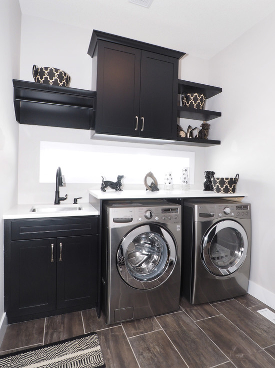 Laundry Room Adorable Fancy Laundry Room Planner With Adorable Washing Machine Wood Floor Minimalist Dark Wall Shelves Artistic Baskets Dark Faucet Porcelain Sink Interior Design Smart And Beautiful Laundry Rooms That Inspire Your Design Creativity