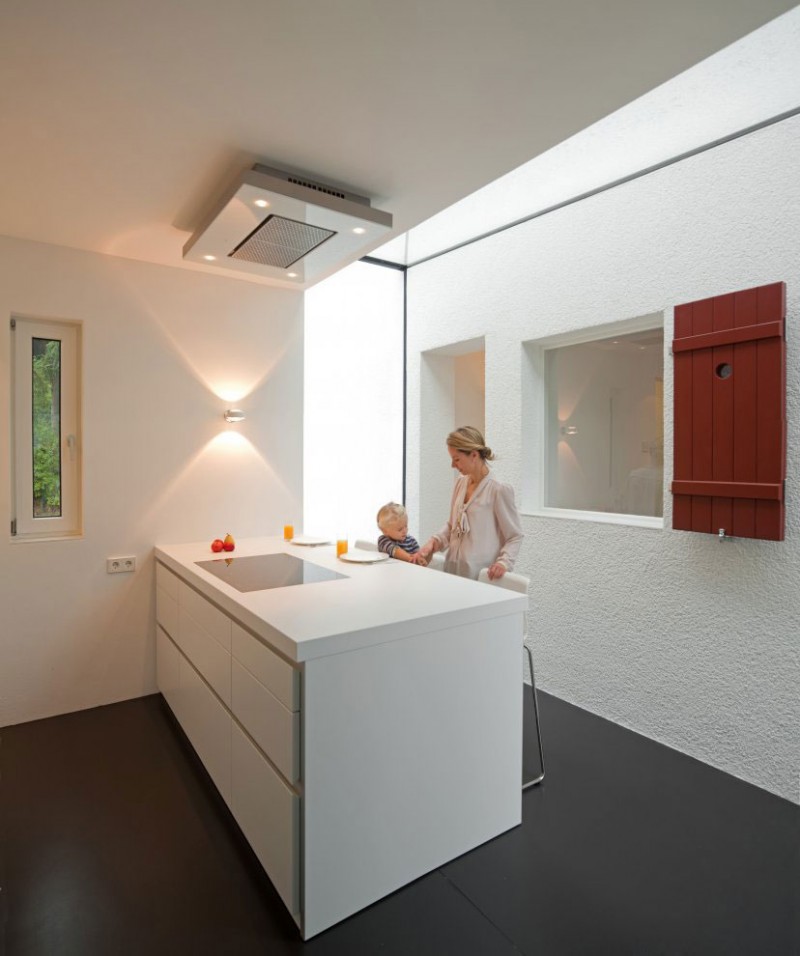 Decorative Ceiling White Fascinating Decorative Ceiling Above The White Island With Double White Iron Stools In The Zwischen Raum Residence Dream Homes Elegant Black And White House Looking At The Exterior And Interior Design