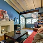 Family Room Wooden Fascinating Family Room Design With Wooden Coffee Table Also Brown Sofa With White Sofa And Blue Painted Wall Decoration Stylish Modern Ranch Home Interior In Bright Color Decoration