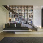 Foyer Shelf Wooden Fascinating Foyer Shelf From White Wooden Shelving Units Connected Wall Behind Black Sofa And Gray Wooden Staircase Decoration Creative Home Interior In Various Foyer Appearances