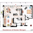 Residence Of Using Fascinating Residence Of Dexter Morgan Using TV Home Floor Plans Installed In Family Rooms With Sofa And Coffee Table Decoration Imaginative Floor Plans Of Television Serial Movie House