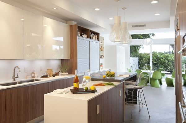 Streamline Kitchen Glossy Fascinating Streamline Kitchen Area With Glossy Cabinets Under The Faucet Feat Washtub And Pendant Lamps Add Pretty The Decor Kitchens  Candid Kitchen Cabinet Design In Luminous Contemporary Style