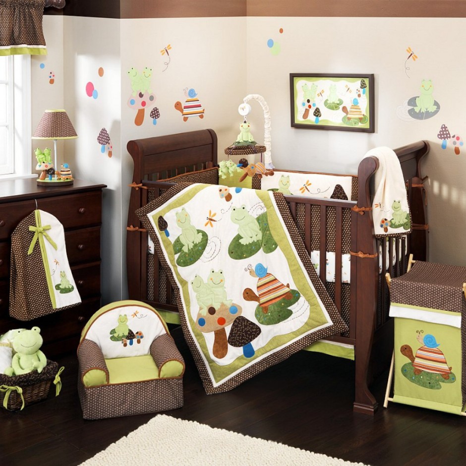 Frog Themed Nursery Fresh Frog Themed Home Baby Nursery Involving Baby Boy Crib Bedding And Furnishing Painted In Brown Kids Room  Enchanting Baby Boy Crib Bedding Applied In Colorful Baby Room