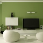 Green Painting Modern Fresh Green Painting Color Inside Modern Living Room Furnished With White Bubble Chairs And White Wooden Racks Living Room Astonishing Modern Living Room Design With Glass Wall Decorations