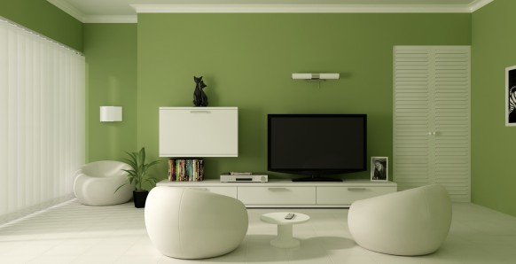Green Painting Modern Fresh Green Painting Color Inside Modern Living Room Furnished With White Bubble Chairs And White Wooden Racks Living Room Astonishing Modern Living Room Design With Glass Wall Decorations