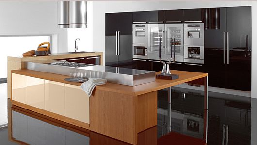 Ultra Modern With Futuristic Ultra Modern Kitchen Designs With Natural Brown Varnished Kitchen Island With Metal Countertop From Tecnocucina Kitchens  Elegant Modern Kitchen Design Collections Beautifying Kitchen Interior