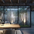 Wall Made To Glazed Wall Made Of Glass To Connect Home Dining Room Interior With Natural View Of Garden With Green Turfs Dream Homes Modern Industrial Interior Design With Exposed Ceiling And Structural Glass Floors