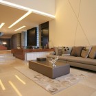 Wooden Floor In Glossy Wooden Floor Feat Carpet In The Living Room In Ghazale Residence That Taupe Sofas Completed The Decor Dream Homes Wonderful Outdoor Features Ideas Inspired With Modern Style