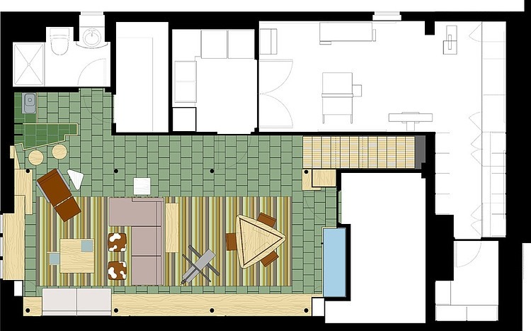 Floor Plan In Good Floor Plan Design Ideas In Basement Renovation Princeton Design Collaborative Showing Living Room And Dining Area Interior Design Elegant Basement With Impressive Living Sofas And Nice Coffee Tables