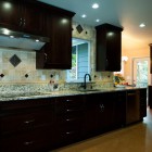 Traditional Kitchen Granite Gorgeous Traditional Kitchen Design With Granite Countertop And Travertine Tile Backsplash Also Led Under Cabinet Lighting Idea Decoration Stylish Home With Smart Led Under Cabinet Lighting Systems For Attractive Styles