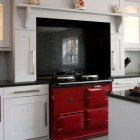 White Kitchen And Gorgeous White Kitchen Cabinet Ideas And Red Cooktop Design With Black Granite Backsplash And Countertop Ideas Kitchens Inspiring Kitchen Cabinet Ideas Applying Various Cabinet Designs