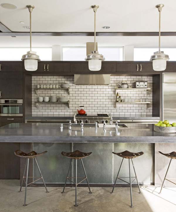 Kitchen Room Stools Great Kitchen Room With Bar Stools Decor Under Pendant Lamps In Cooper Residence That Appliances Furnished The Area Decoration  Amazing Zinc House Design Choice To Show Your Artistic Classes