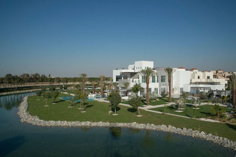 The Reserve Barari Great The Reserve At Al Barari Residence Showing White Wall And Glass Design And The Planters Surrounding The House Decoration  Magnificent Furniture And Unique Decoration In Sophisticated Villa