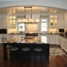 Kitchen Floor Islands Ideal Kitchen Floor Plans With Islands Shiny Vintage Chandelier Wood Floor Dark Metallic Bar Stools Glossy White Kitchen Cabinet Kitchens Classy Kitchen Floor Plans With Islands In Lovely White Accessories