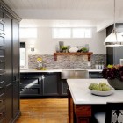 Sask Cres Black Imposing Sask Cres Kitchen With Black Cabinetry With Planters Under White Pendant Lamp That Completed The Area Kitchens Candid Kitchen Cabinet Design In Luminous Contemporary Style