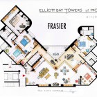 Tv Home Installed Impressive TV Home Floor Plans Installed In Frasier House With Family Room Next To Dining Room Beside Traditional Kitchen Decoration Imaginative Floor Plans Of Television Serial Movie House