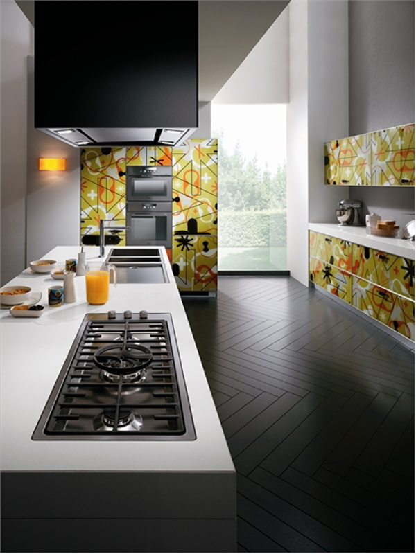 View By With Impressive View By Kitchen Room With White Countertop Under Chimney In Black Color At The Crystal By Scavolini Kitchens Stunning Glass Kitchen Furniture Idea To Decorate Your Kitchen